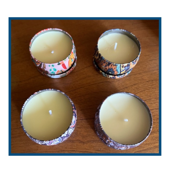 Scented Candles 4 Natural Soy Wax Aromatherapy Candles Small Portable Tin Jars - Picture 1 of 9